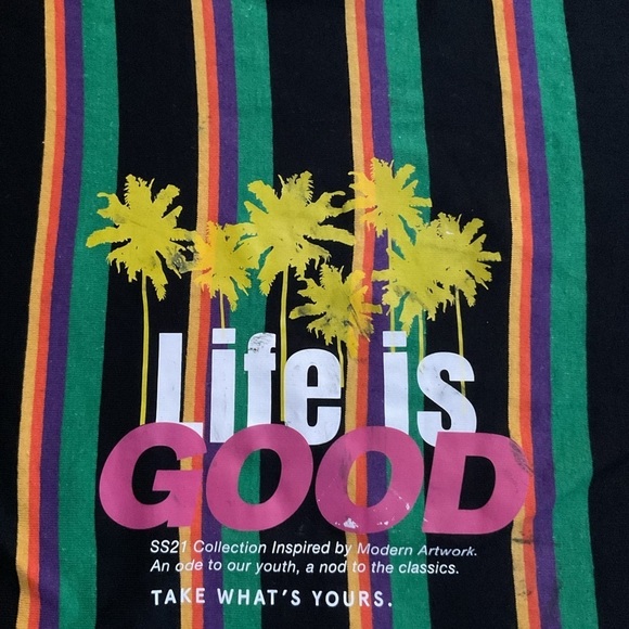 Reason Men's Multicolor Striped 'Life Is Good' T-Shirt – Size M - Picture 4 of 9